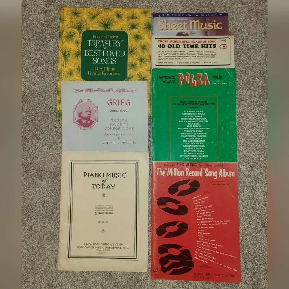 LOT OF 7 Vintage Piano Sheet Music Books